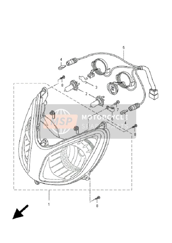 Yamaha VP125 X-CITY 2009 Headlight for a 2009 Yamaha VP125 X-CITY